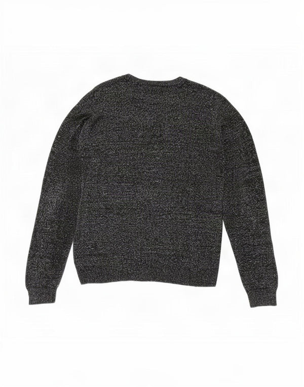 Topshop Womens Oversized Crew Neck Jumper Sweater UK 10 Small Black Flecked