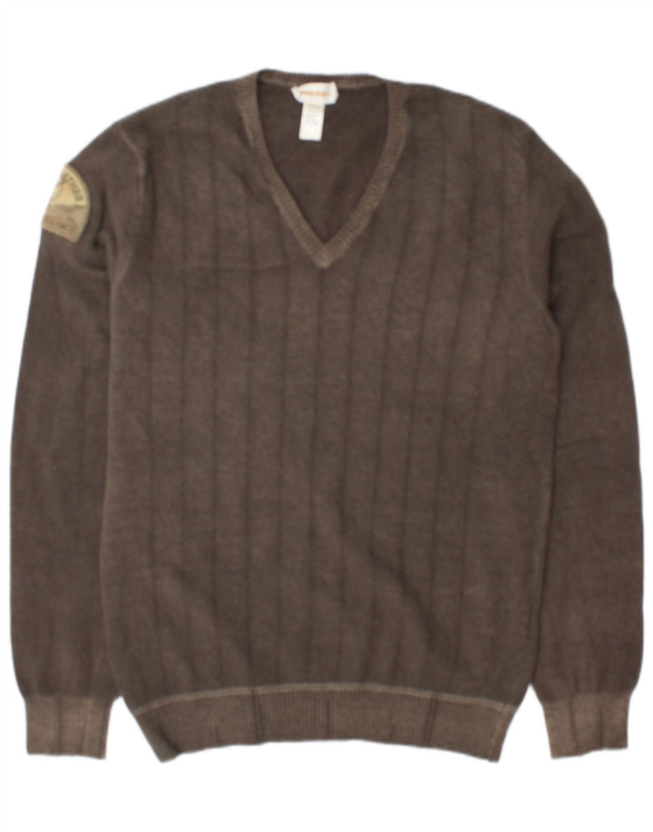 Diesel Mens V-Neck Jumper Sweater XL Grey Wool