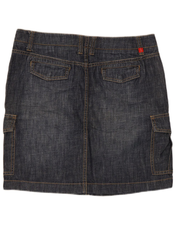 Fusta cargo din denim pentru femei Esprit UK 14 mare W34 bumbac bleumarin