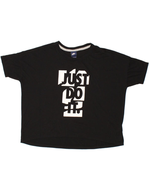 NIKE Womens Oversized Graphic T-Shirt Top UK 14 Medium Black Polyester