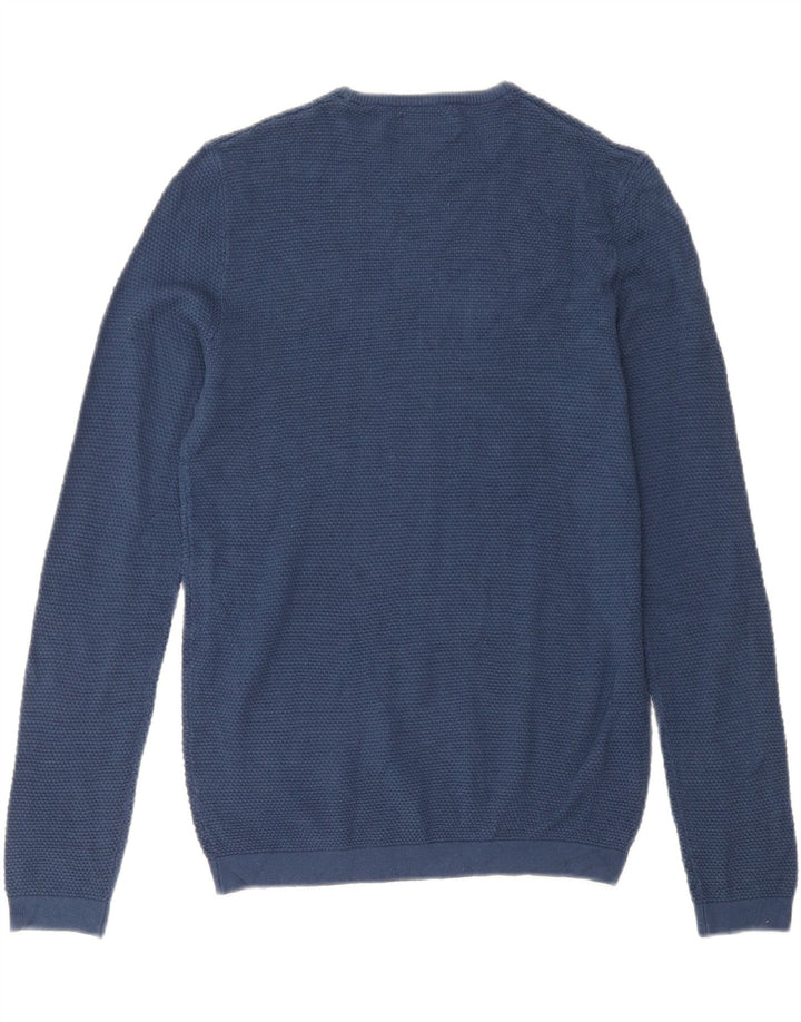 Zara Mens Crew Neck Jumper Sweater Small Navy Blue