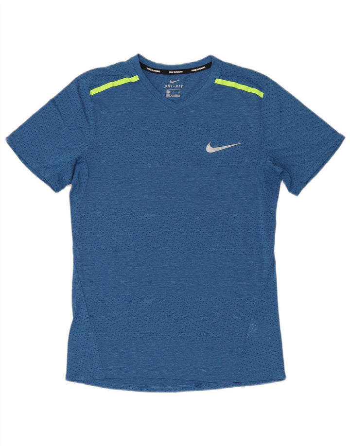 NIKE Mens Dri Fit Graphic T-Shirt Top Small Blue Polyester