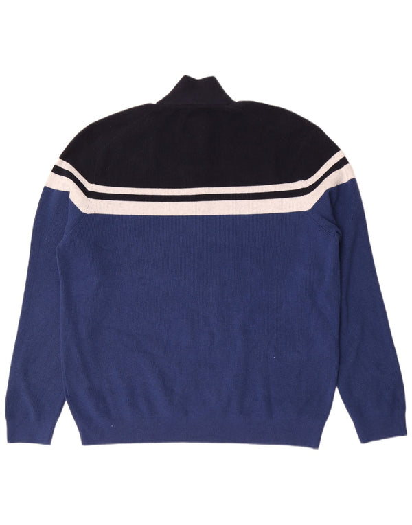 Maglione da uomo Marks & Spencer con zip e collo 2XL poliestere a righe blu