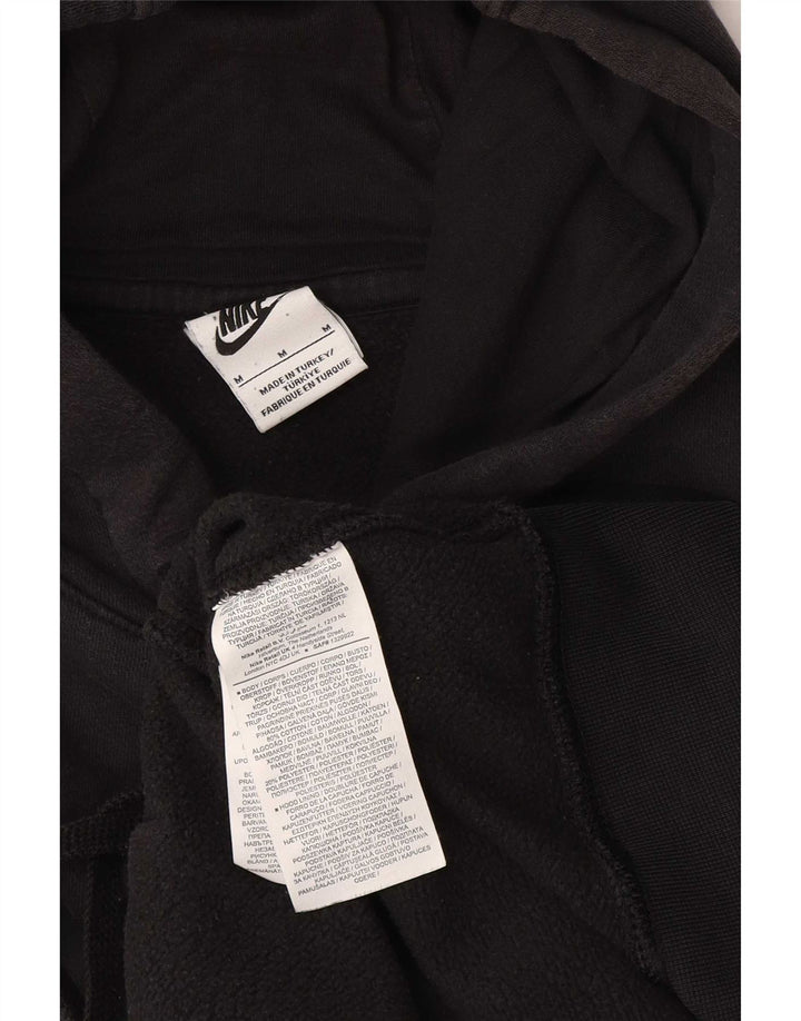 NIKE Mens Graphic Hoodie Jumper Medium Black Cotton
