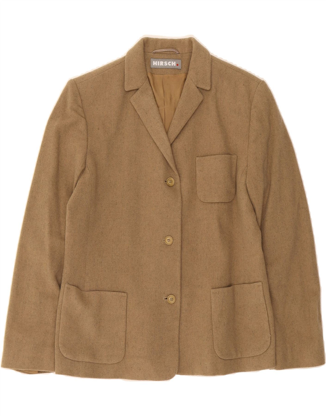HIRSCH Womens 3 Button Blazer Jacket UK 12 Medium Beige Wool Vintage Hirsch and Second-Hand Hirsch from Messina Hembry 