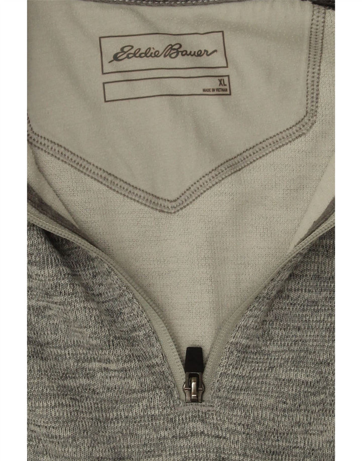 EDDIE BAUER Mens Zip Neck Sweatshirt Jumper XL Grey Cotton Vintage Eddie Bauer and Second-Hand Eddie Bauer from Messina Hembry 