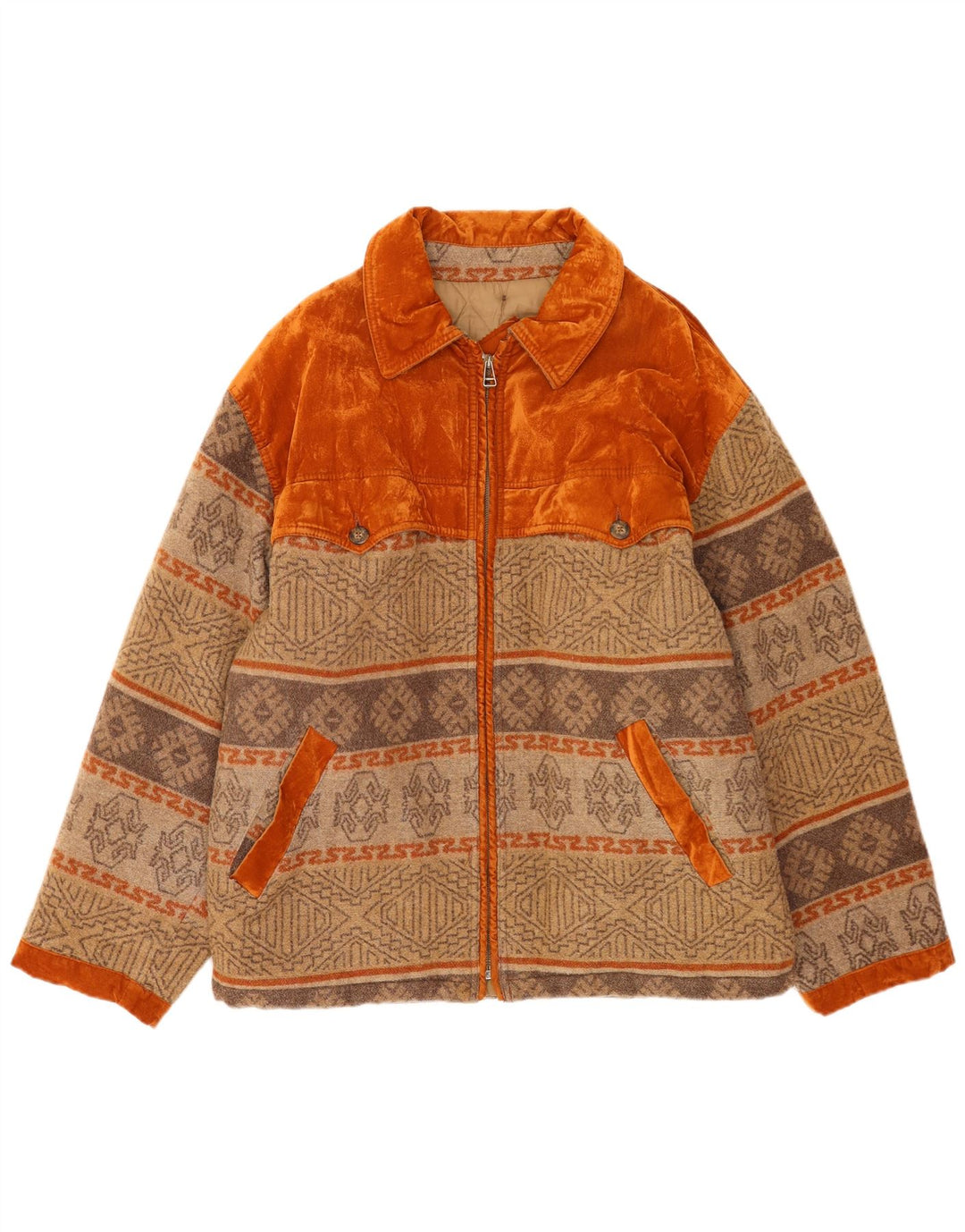 Polbot Herre Bomber Jacket UK 42 XL Beige Geometrisk Uld