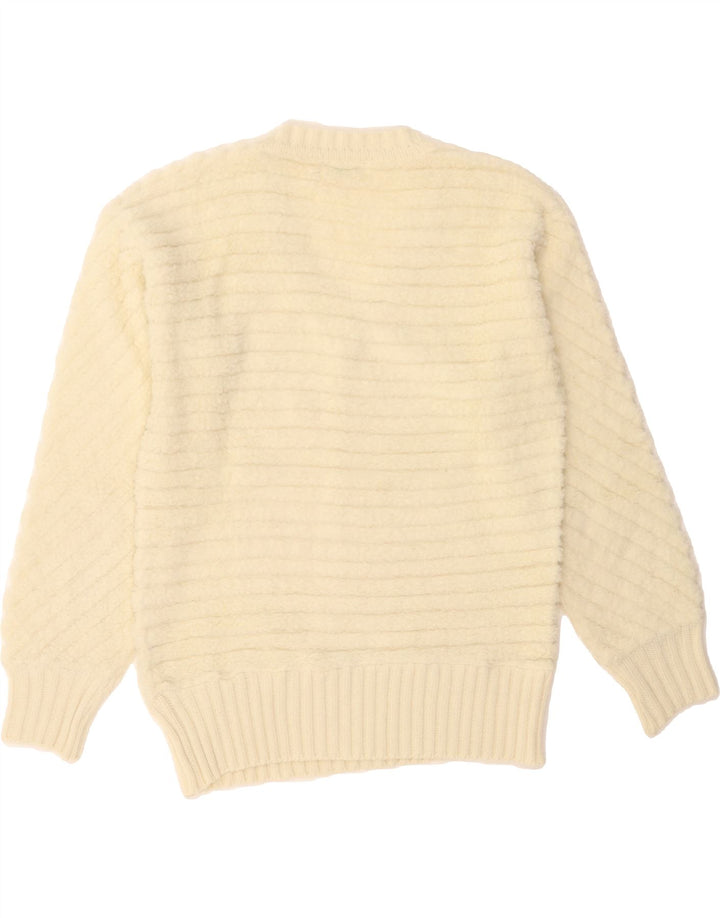 VINTAGE Womens V-Neck Jumper Sweater EU 38 Medium Beige Polyacrylic Vintage Vintage and Second-Hand Vintage from Messina Hembry 