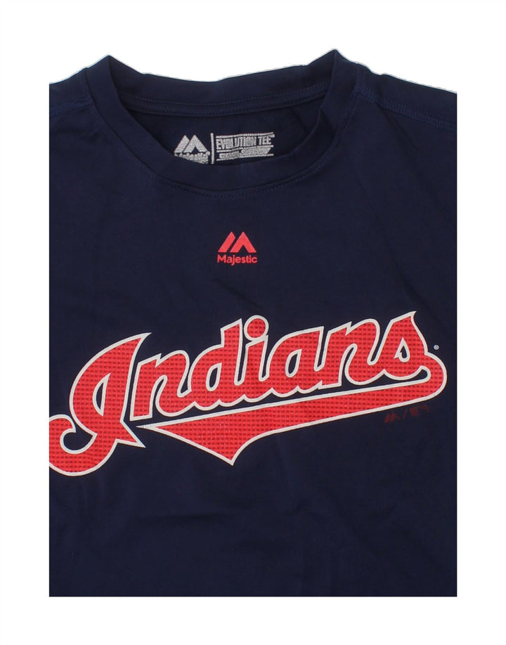 MAJESTIC Boys Graphic T-Shirt Top 9-10 Years Medium Navy Blue Polyester Vintage Majestic and Second-Hand Majestic from Messina Hembry 