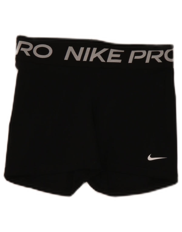 Nike Damen Dri Fit Graphic Sport Shorts UK 8 Small Schwarz Polyester