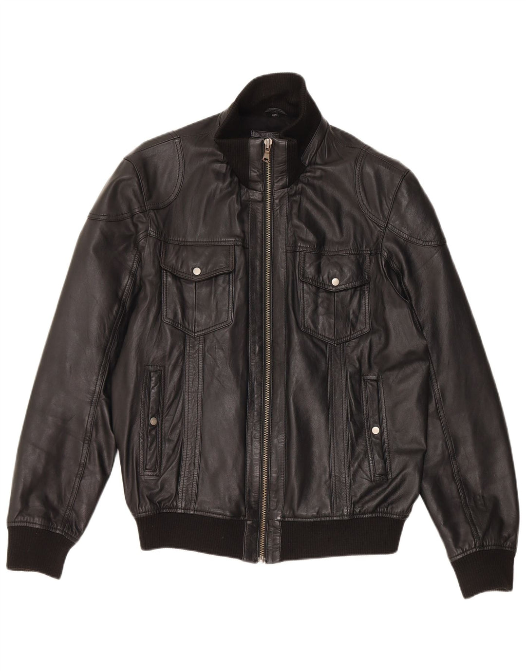 Vintage Mens Leather Jacket UK 40 Large Black Leather