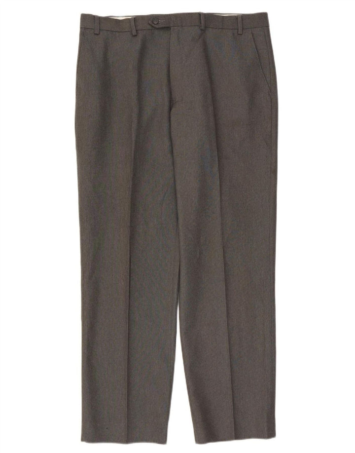 Calça masculina de terno reto Marks & Spencer W38 L33 cinza poliéster