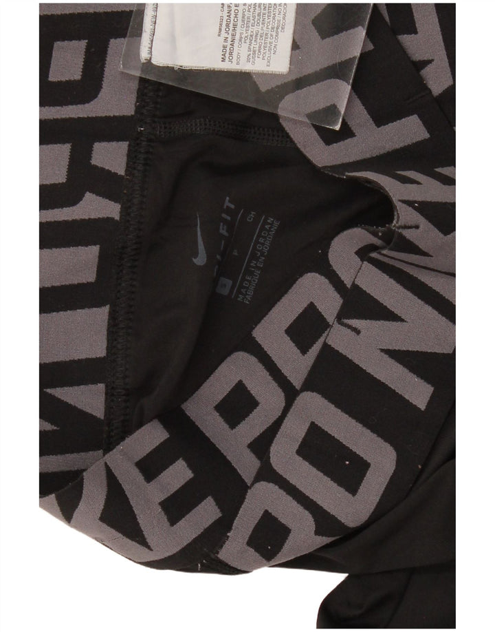 NIKE Dri Fit grafiske leggings til kvinder UK 10 Lille sort polyester