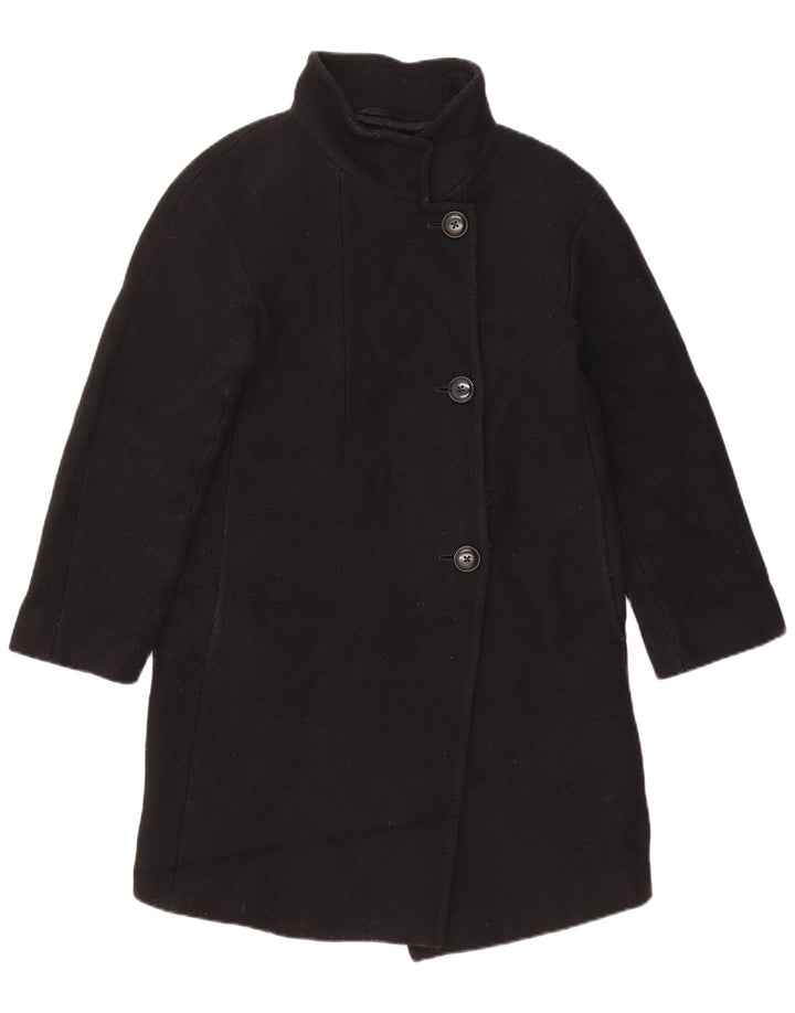Massimo Dutti Womens Loose Fit Overcoat EU 34 2XS Black Wool