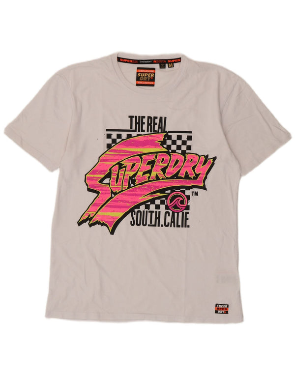 Superdry Grafisk T-shirt til mænd, medium hvid bomuld
