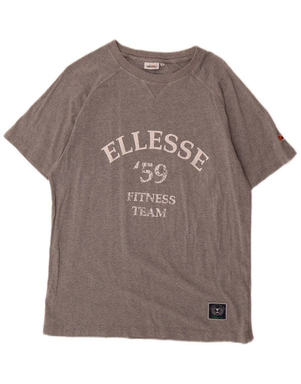 Ellesse T-Shirt Graphique Haut Large Gris Moucheté Coton Homme