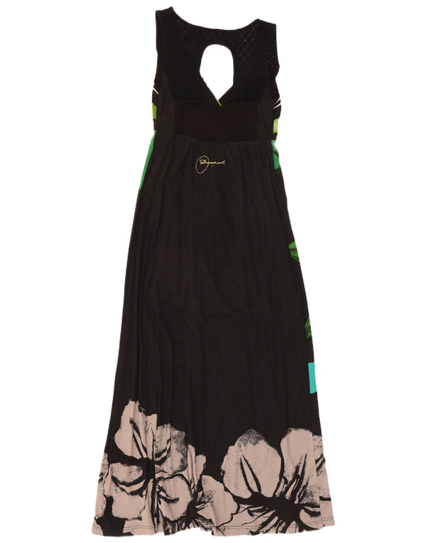 Desigual Kvinders grafisk ærmeløs Maxikjole UK 8 Small Black Floral
