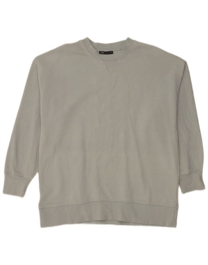 Zara Womens Oversized Sweatshirt Jumper UK 10 Small Grey Cotton