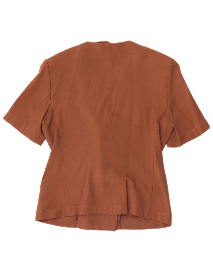 Giacca blazer doppiopetto vintage da donna UK 12 marrone medio