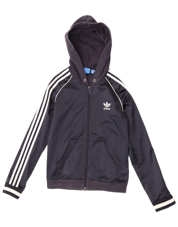 Adidas Veste de survêtement à capuche pour femme UK 10 Petit Bleu marine Polyester