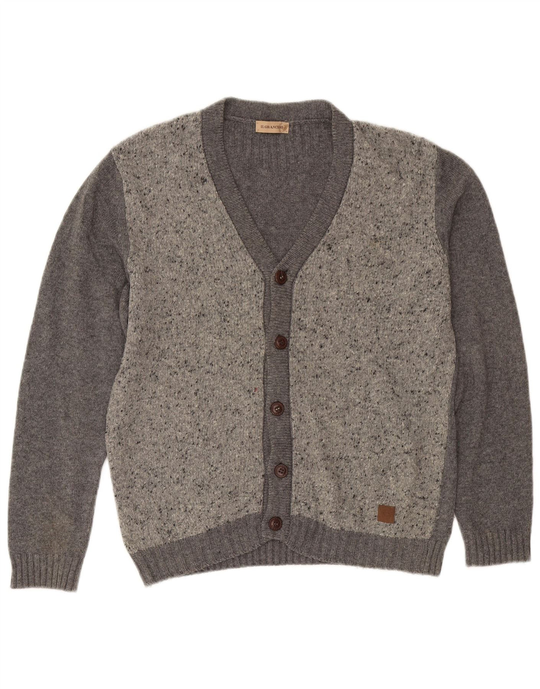 Il Granchio Mens Cardigan Sweater IT 50 Medium Grey Flecked Wool