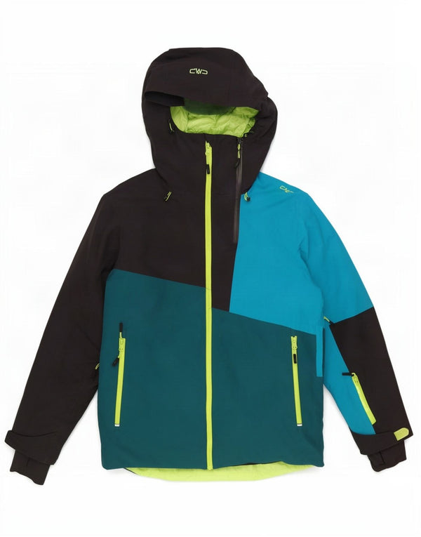 CMP Mens Hooded Ski Jacket IT 46 Small Blue Colourblock Polyester