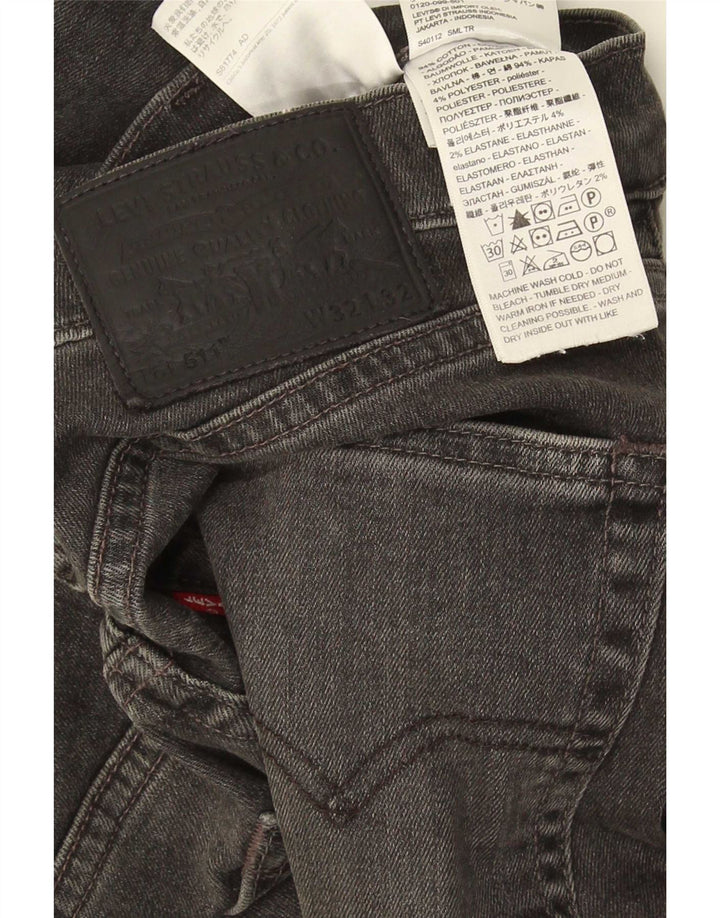 Levi's Mens 511 Slim Jeans W32 L32 Black Cotton
