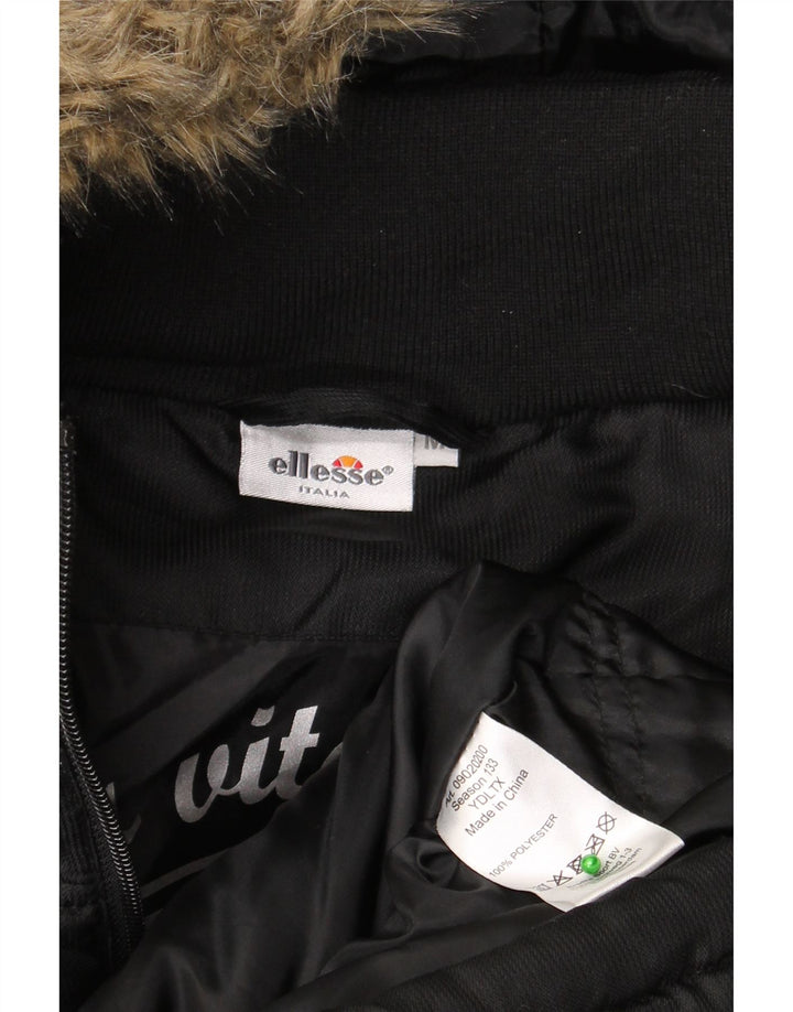 Ellesse Mens Hooded Padded Jacket UK 38 Medium Black Polyester