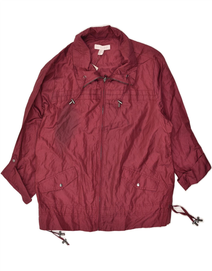 LAURA ASHLEY Womens Overcoat UK 18 XL Burgundy Polyester | Vintage Laura Ashley | Thrift | Second-Hand Laura Ashley | Used Clothing | Messina Hembry 