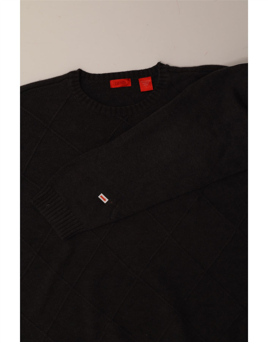IZOD Mens Crew Neck Jumper Sweater Large Grey Cotton Vintage Izod and Second-Hand Izod from Messina Hembry 