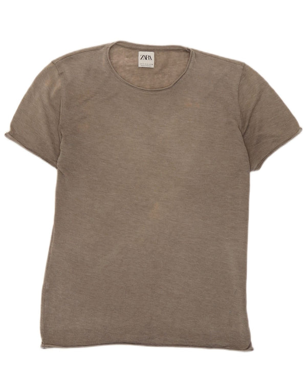 Zara Damen T-Shirt Top UK 10 Small Braun