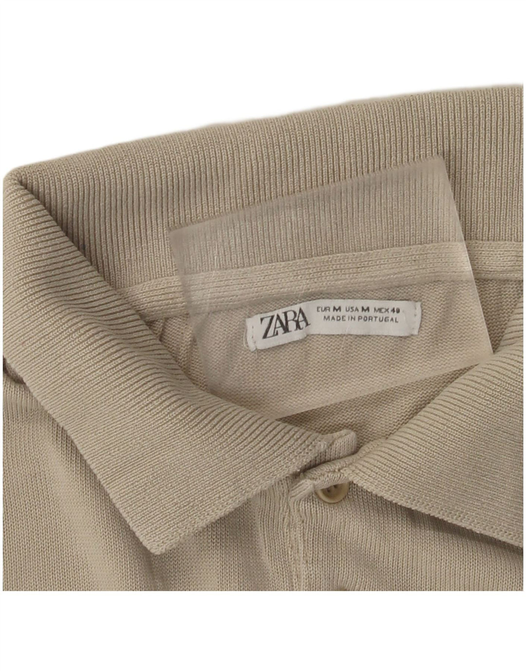 Zara Mens Long Sleeve Polo Shirt Medium Grey