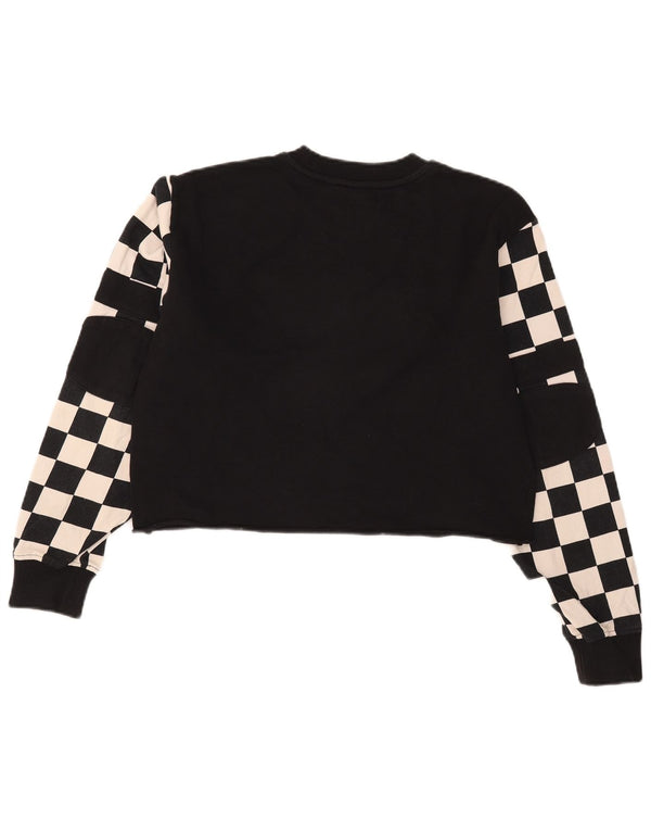 Vans Womens Crop Graphic Sweatshirt Jumper UK 14 Medium Black Geometric