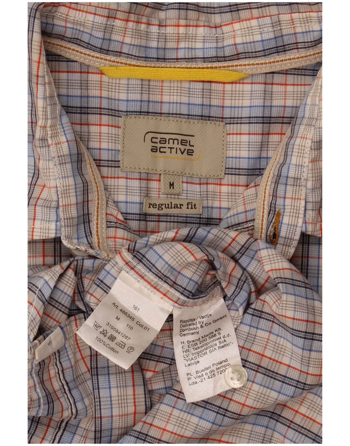 Camel Active Chemise à Manches Courtes Homme Coupe Regular Coton à Carreaux Bleu Moyen