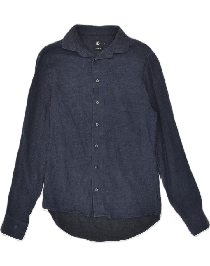 DACK'S Mens Slim Fit Slim Fit Shirt Small Navy Blue Cotton | Vintage Dack's | Thrift | Second-Hand Dack's | Used Clothing | Messina Hembry 
