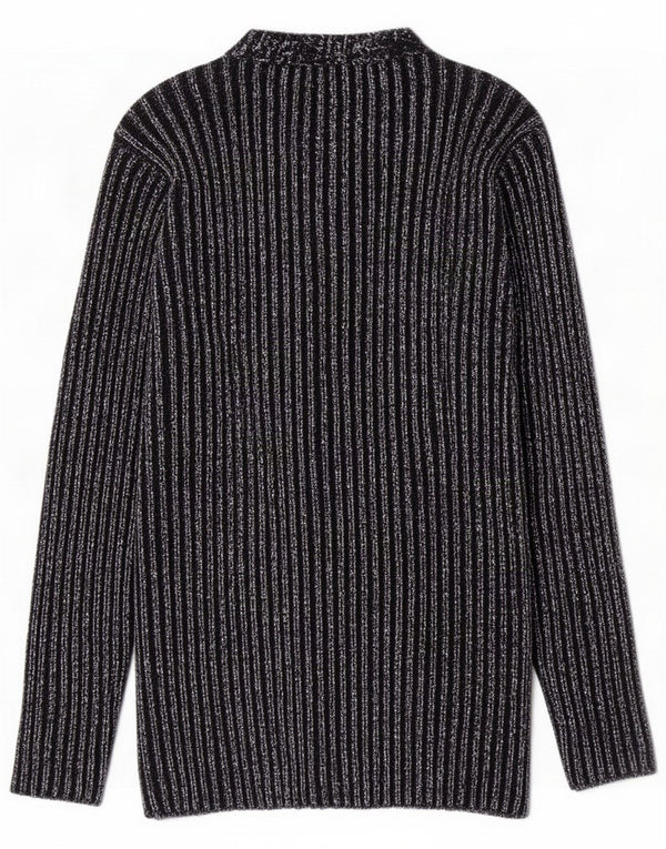 Vintage Mädchen-Strickjacke, 10–11 Jahre, schwarz gestreift, Baumwolle