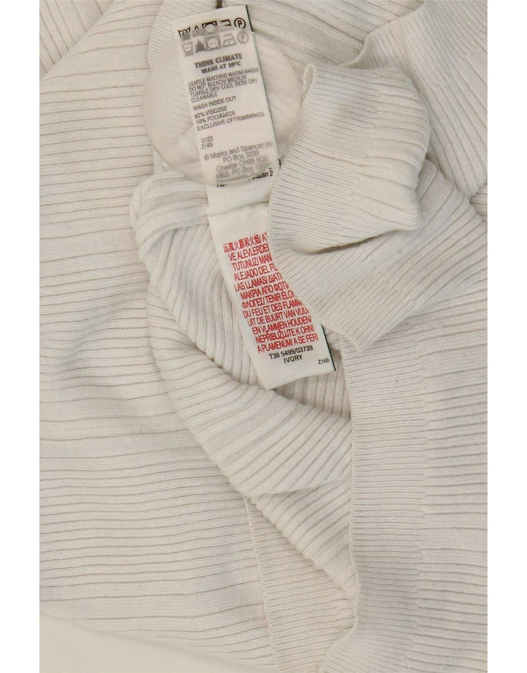 Marks & Spencer Womens Roll Neck Jumper Sweater UK 12 Medium White Viscose