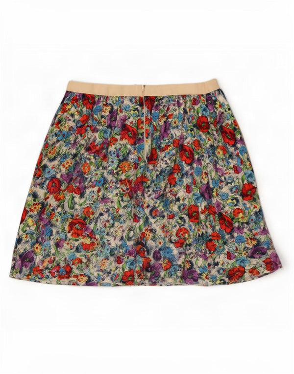 Topshop Damen Minirock UK 12 Medium W28 Mehrfarbige Viskose mit Blumenmuster