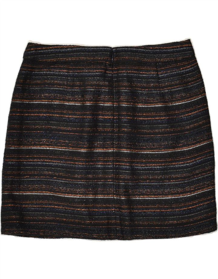 J. CREW Womens Mini Skirt US 6 Medium W30 Black Striped Polyester | Vintage J. Crew | Thrift | Second-Hand J. Crew | Used Clothing | Messina Hembry 
