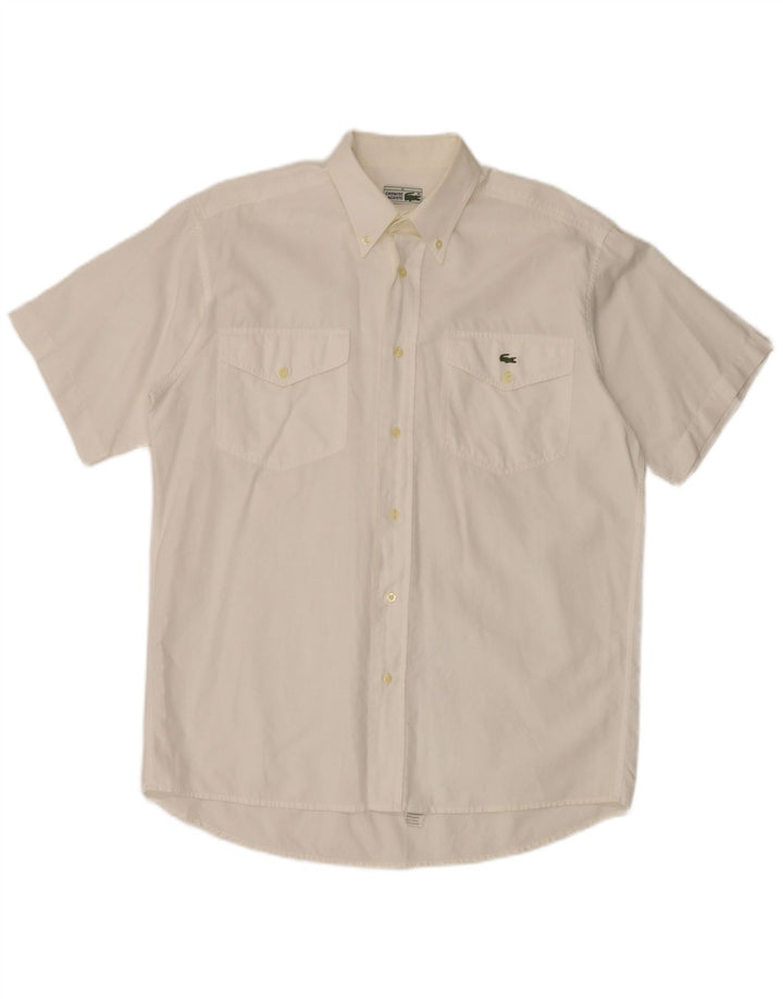Lacoste Mens Short Sleeve Shirt Size 40 Medium White Cotton