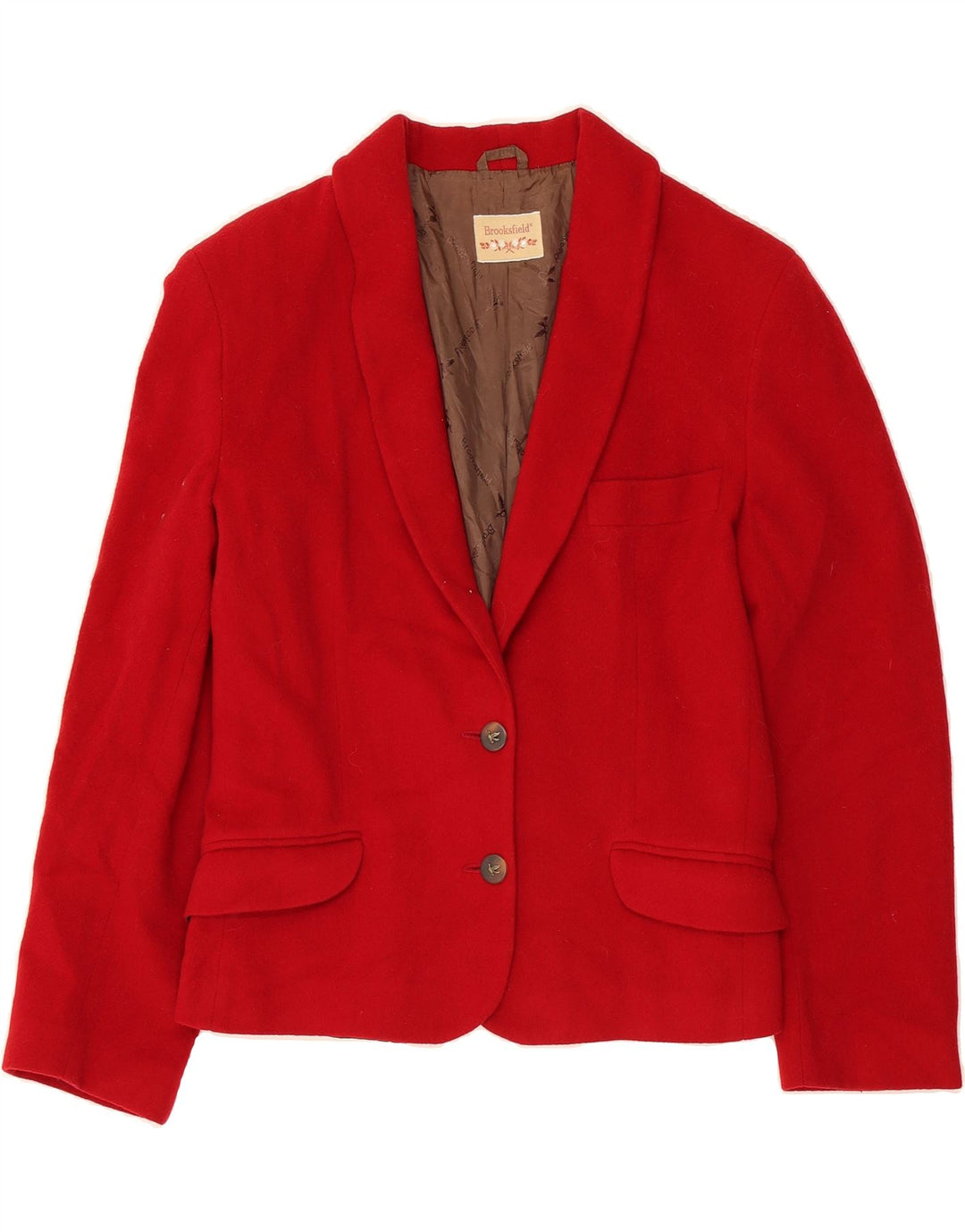 BROOKSFIELD Womens 2 Button Blazer Jacket IT 46 Large Red Wool Vintage Brooksfield and Second-Hand Brooksfield from Messina Hembry 