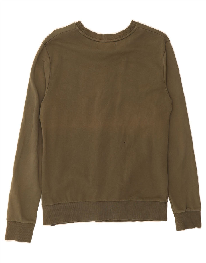 CALVIN KLEIN JEANS Mens Graphic Sweatshirt Jumper Medium Khaki Cotton Vintage Calvin Klein Jeans and Second-Hand Calvin Klein Jeans from Messina Hembry 
