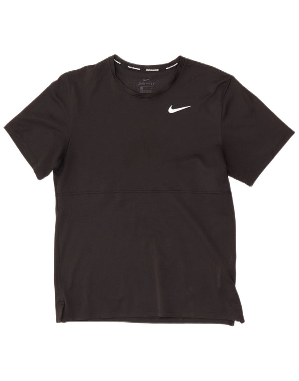 Nike Womens Dri Fit T-Shirt Top UK 10 Petit Noir Polyester