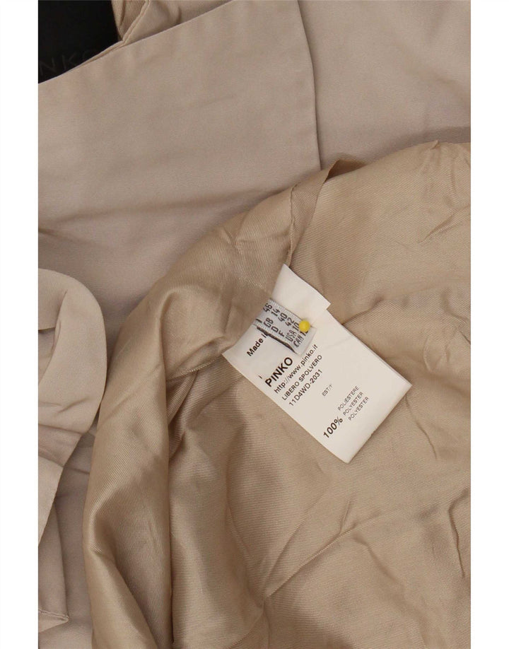 Pinko Womens Longline Blazer Jacket UK 14 Large Beige Polyester