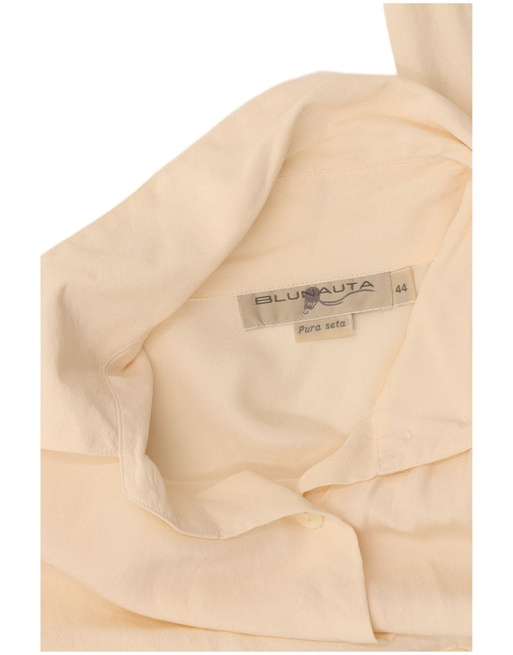Blunauta Womens Shirt Blouse IT 44 Medium Off White Silk