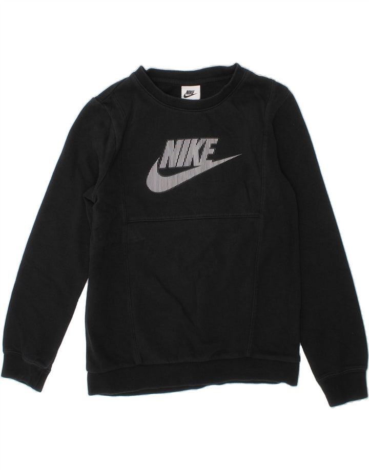 NIKE Boys Graphic Sweatshirt Jumper 10-11 Years Medium Black Cotton Vintage Nike and Second-Hand Nike from Messina Hembry 