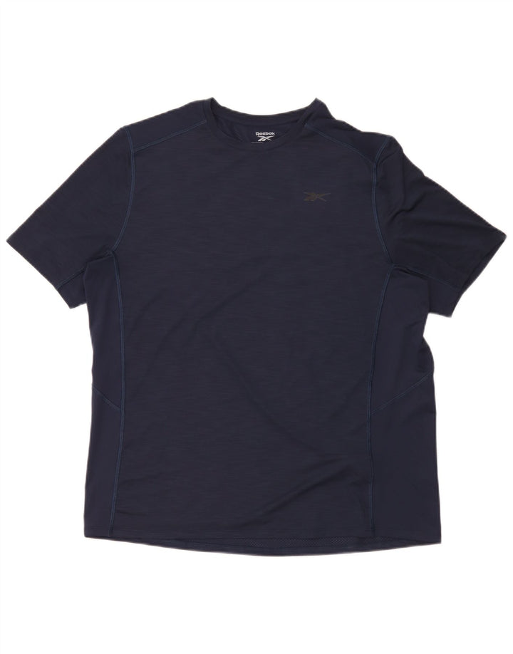 Camiseta masculina Reebok grande poliéster azul marinho