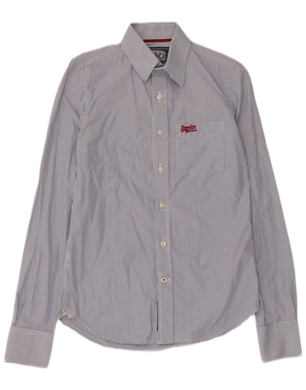Superdry Mens Shirt Small Blue Pinstripe Cotton