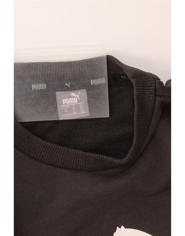 PUMA Womens Oversized Graphic Sweatshirt Jumper UK 10 Small Black