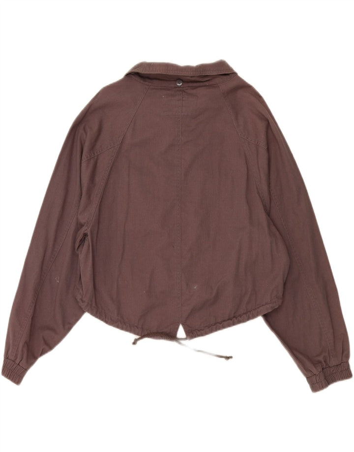VINTAGE Womens Bomber Jacket UK 10 Small Brown Cotton